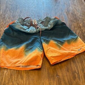 Nike Men's Blue to Orange Gradient Swim Trunks